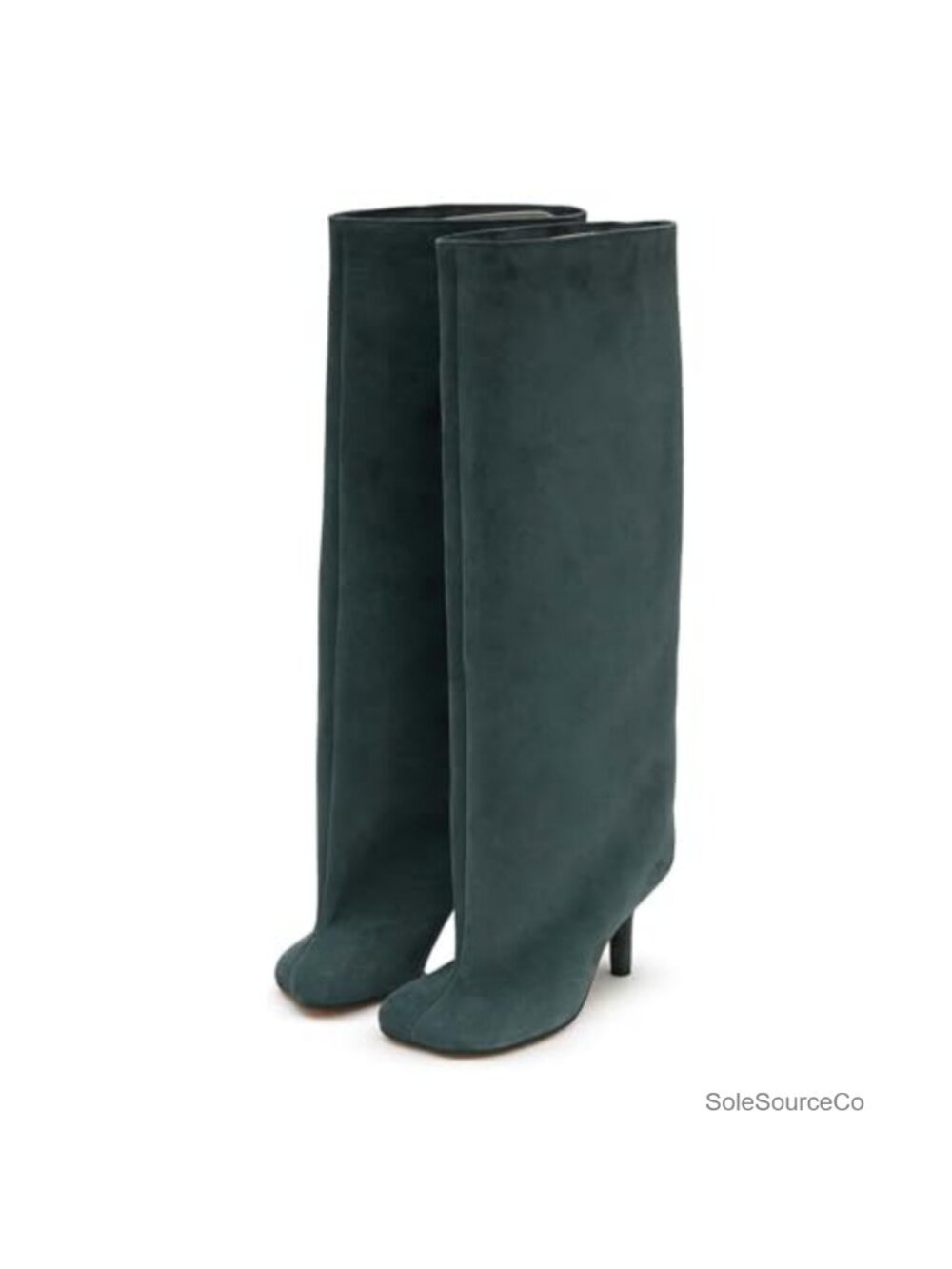 Women's Wide Calf Knee High Boots Faux Suede Pull On High Heel Dress Boots